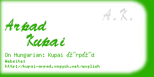 arpad kupai business card